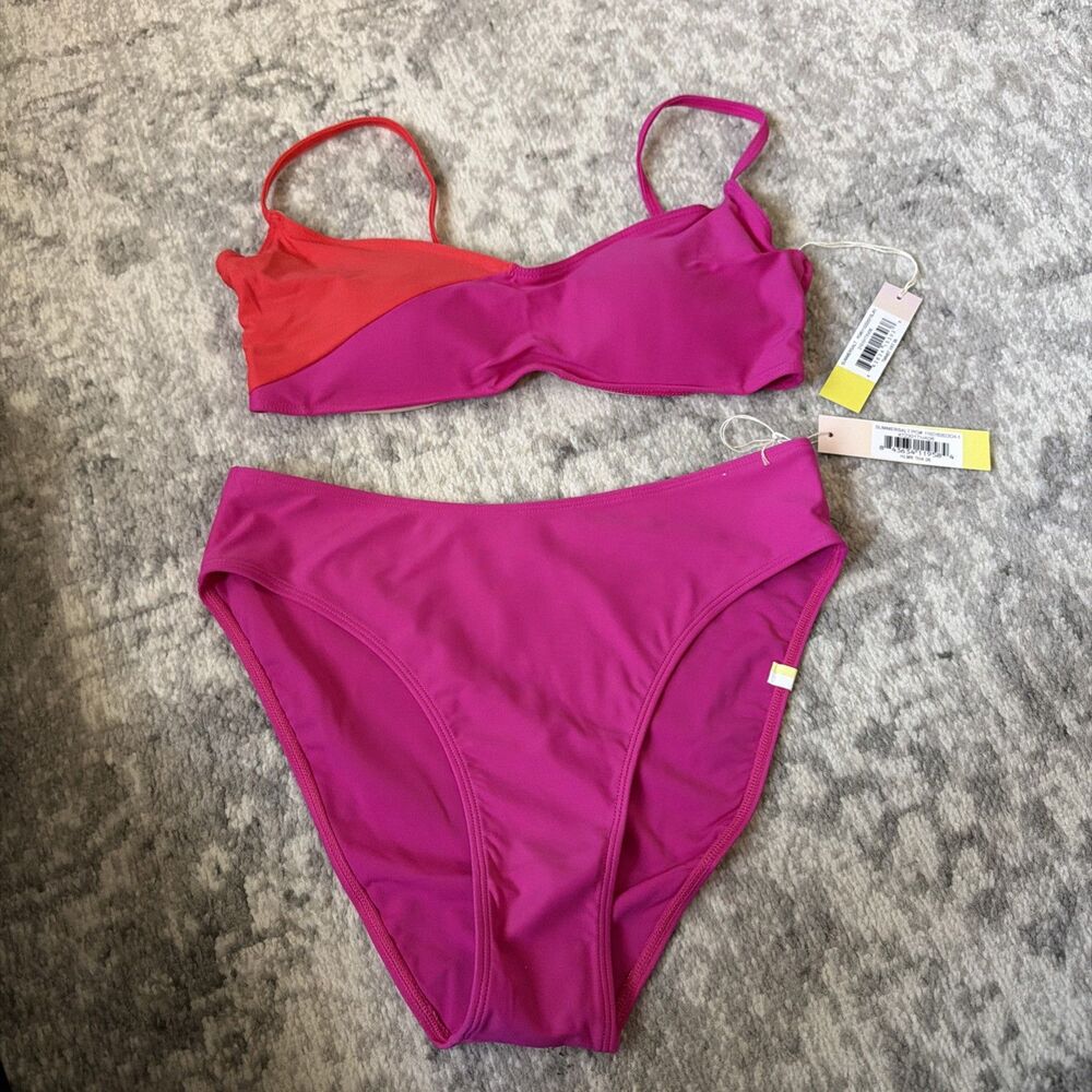 Summersalt The Marina Bikini Top & Bottom US6 Hibiscus & Grapefruit
